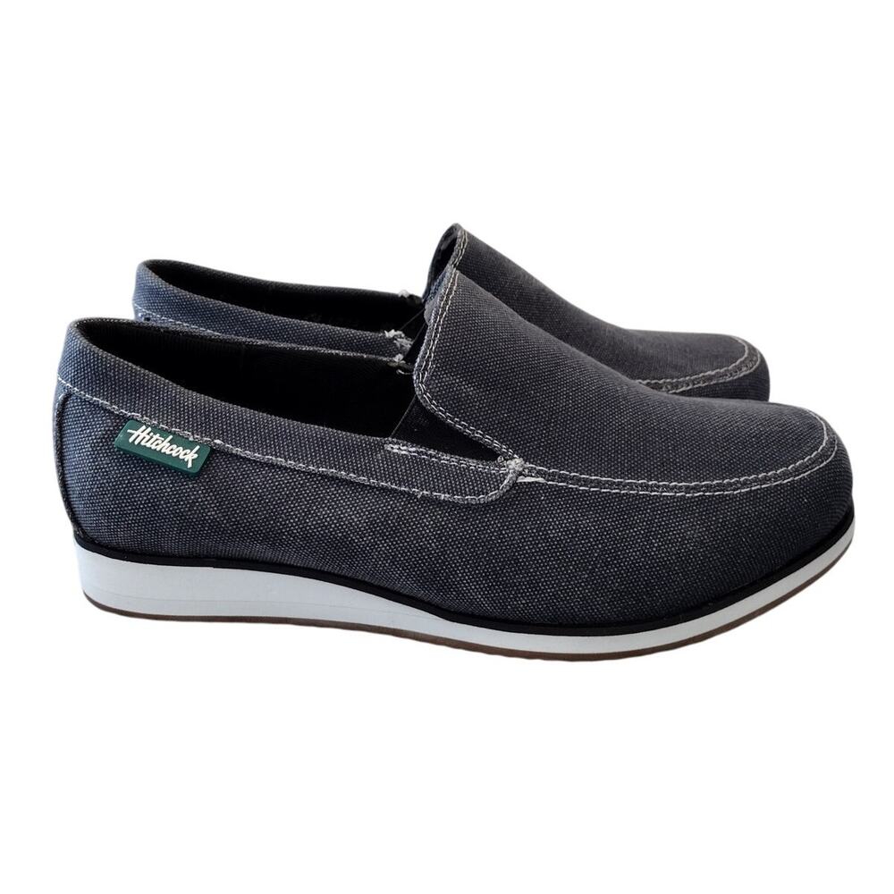 Hitchcock NEW Yoshi Canvas Slip-On Loafer Boat Shoes in Denim Men's 7.5 8E Wide